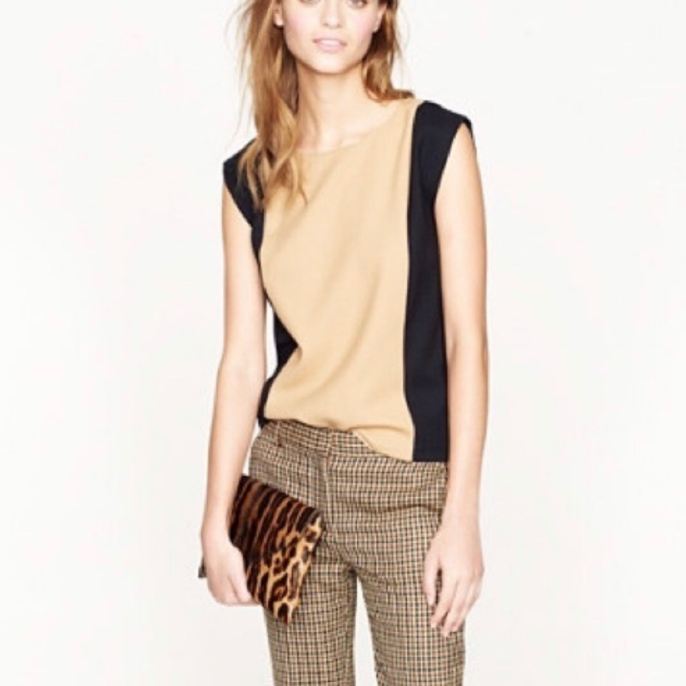 J. Crew Sleeveless Color Block Blouse Top XXS 00